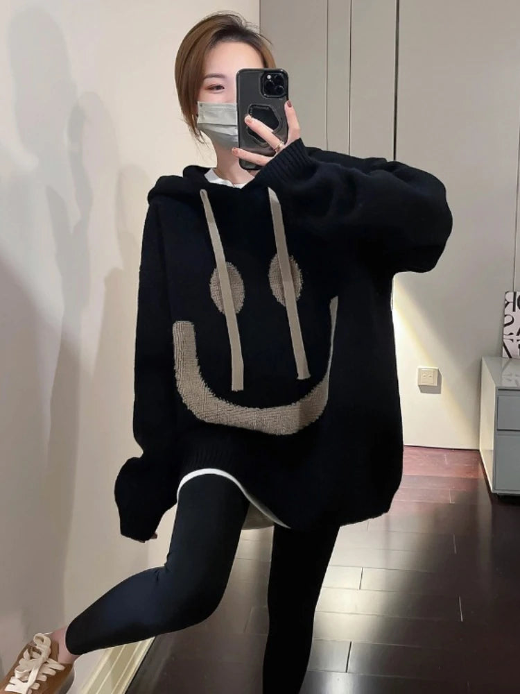 Thicked Oversized Pullovers for Women 2025 Fall Winter Clothing Hooded Casual Jumper Fashion Knitting Sweater Tops Sueter Mujer - She Vibess By C2P