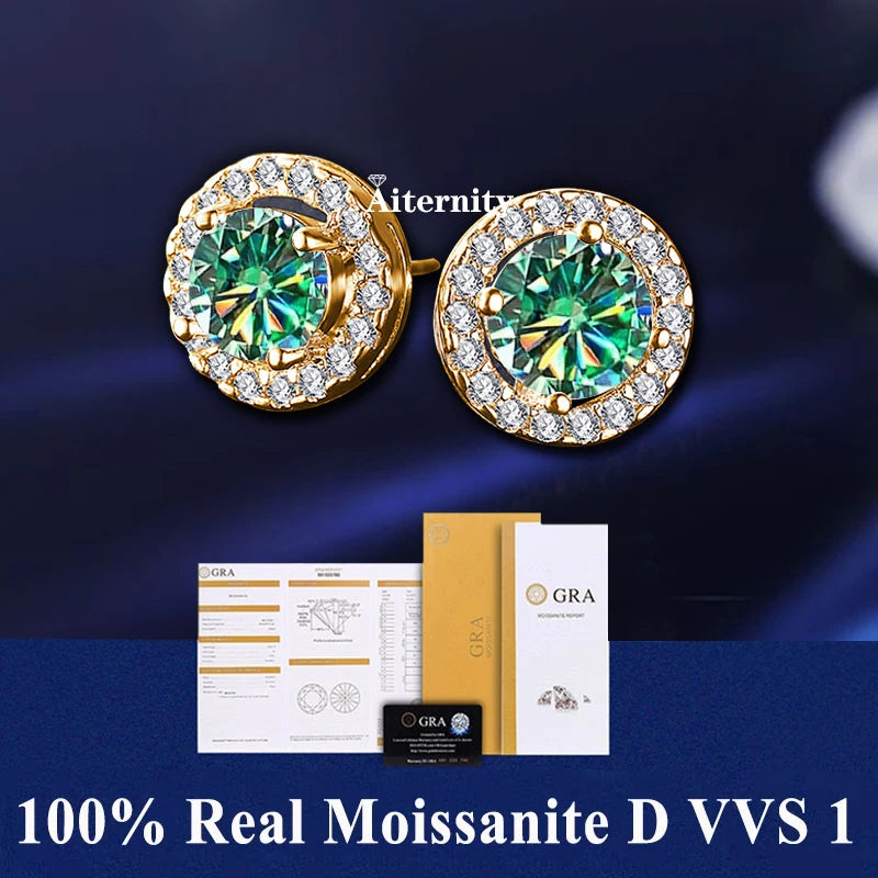 2 GRA Certificates S925 Sterling Silver Stud Earrings For Women And Men 100% Real Moissanite Pass Diamond Test Pen Fine Jewelry - She Vibess By C2P