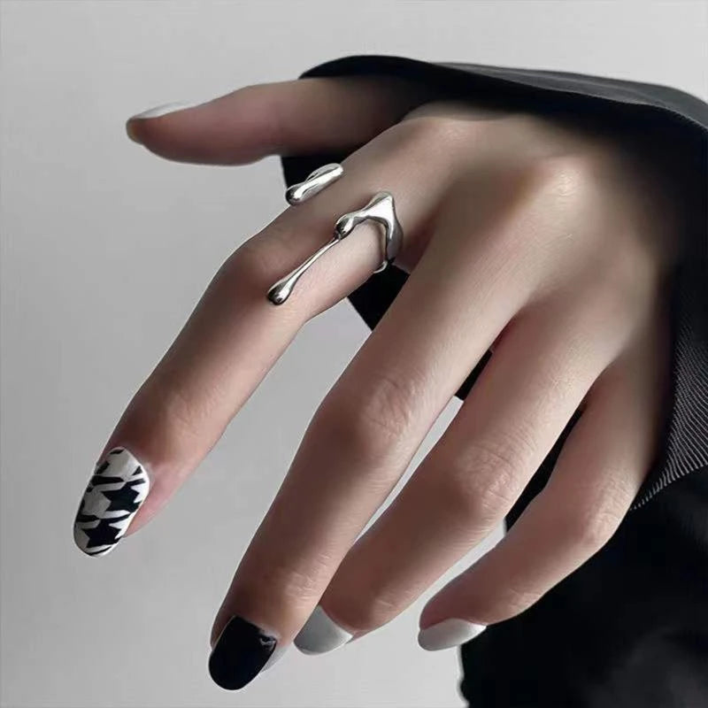 Ring Punk Rings for Men Women Adjustable Rings Chunky Silver Jewelry Rings Bulky Rings Hippie Rings for Boys Girls - She Vibess By C2P