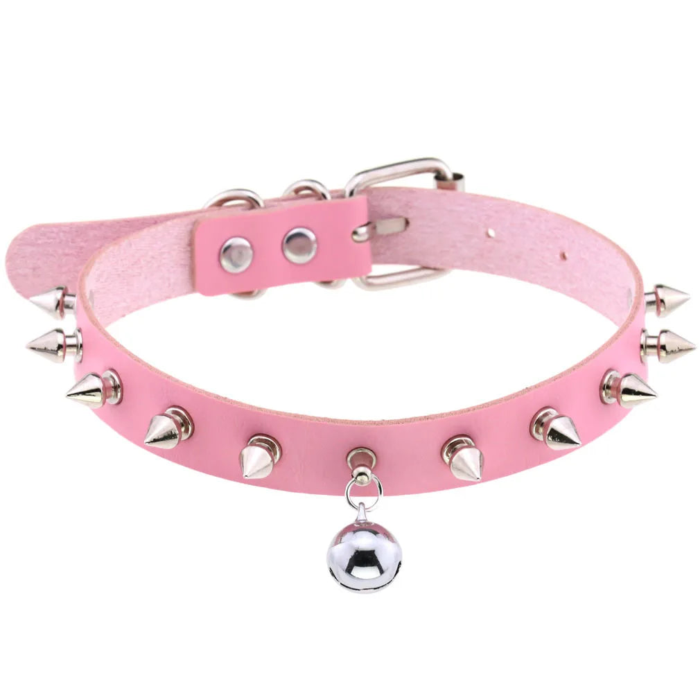 DIEZI Harajuku Pink PU Leather Star Heart Flower Choker Necklace Torques For Women Men Gothic Pink PU Leather -I’m Over 21 - She Vibess By C2P