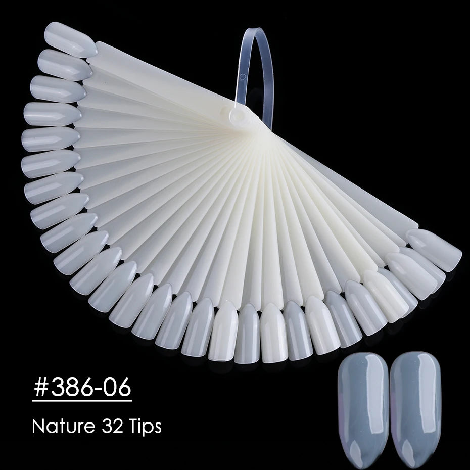 50pcs False Nail Display Tips Clear Nature Color Chart Oval Fan Style UV Gel Polish Swatch Shows Palette Practice Manicure Tools - She Vibess By C2P