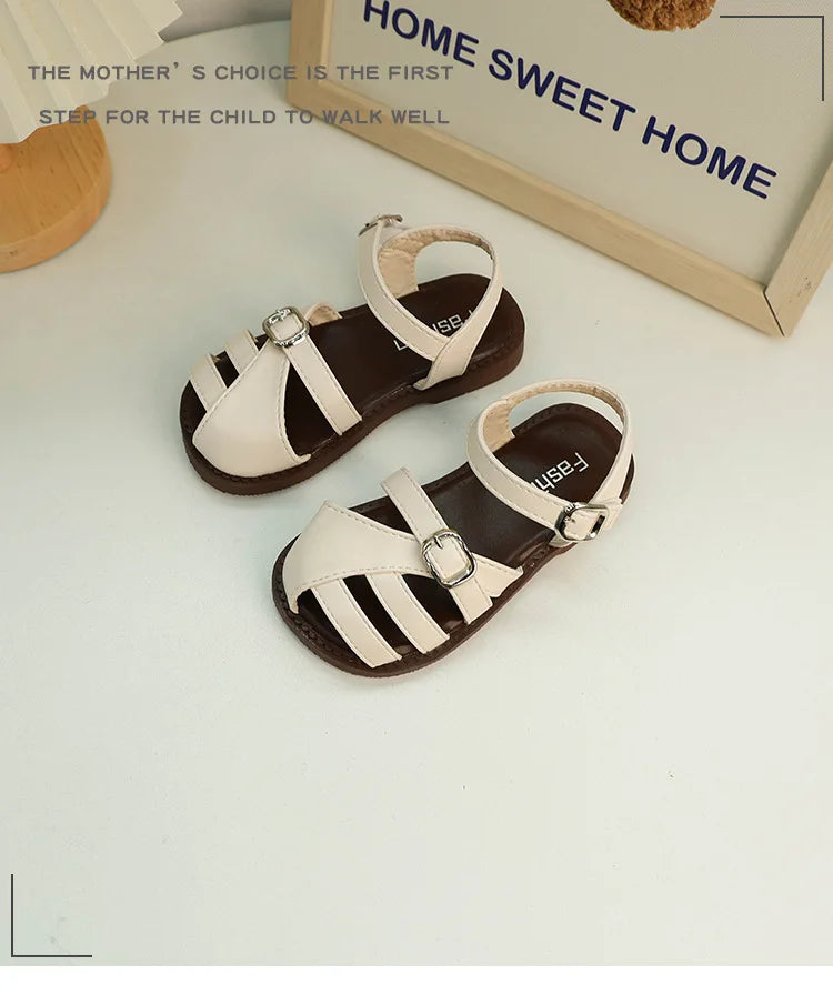 Girl's T-strap Shoes Hollow Out British Style Soft Classic Children Mary Janes 23-34 Infant Round Toe Flat Summer Kids Sandals - She Vibess By C2P