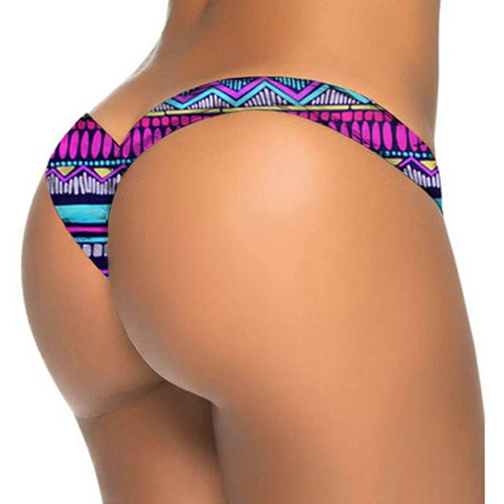 Women Trend Print Bikini Bottom Causal All-Match Low Waist Thongs Bathing Swimwear Hot Selling Beach Bottom G-Strings - She Vibess By C2P