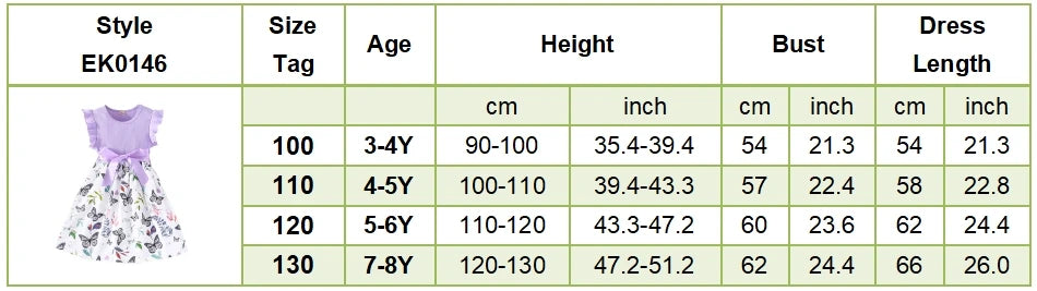Cute and Comfortable Girls Summer Dress with Butterfly Print and Pitted Stripes Wear Special Occasions Girls Casual Dresses - She Vibess By C2P