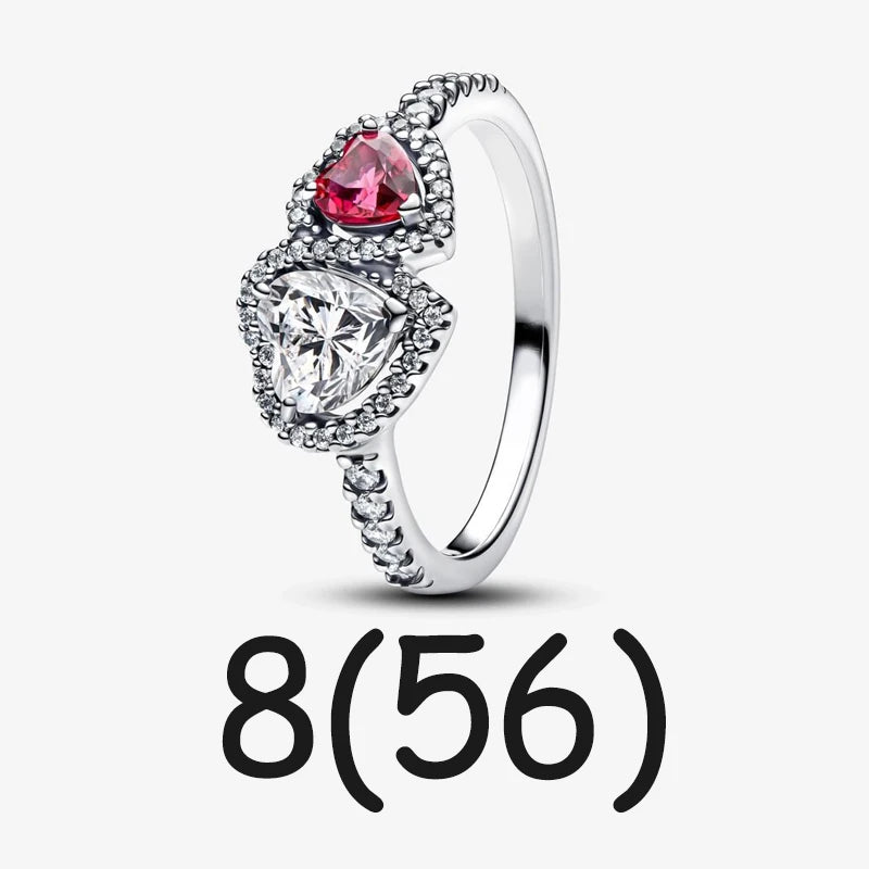 New in Rings Colorful Zircon Shining Red Heart-shaped Jewelry Sets Double Heart Classic Ring Necklace Earrings Luxury Jewelry - She Vibess By C2P