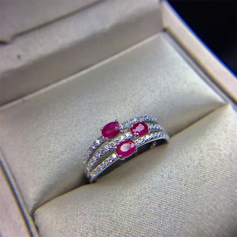 Wedding Ring for Women Real Pure 925 Sterling Silver Natural Ruby Genuine Gemstone Rose Gold Jewelry Birthstone Engagement - She Vibess By C2P