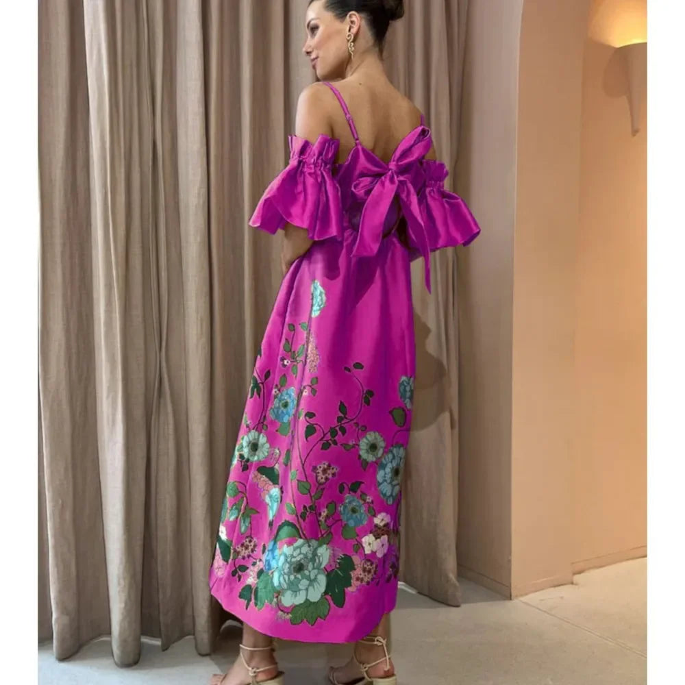 SoleVibe™ 2024 One-Shoulder Vintage Print Dress – Sexy Halter, Hidden Pockets, and Elegant Summer Party Vibes - She Vibess By C2P
