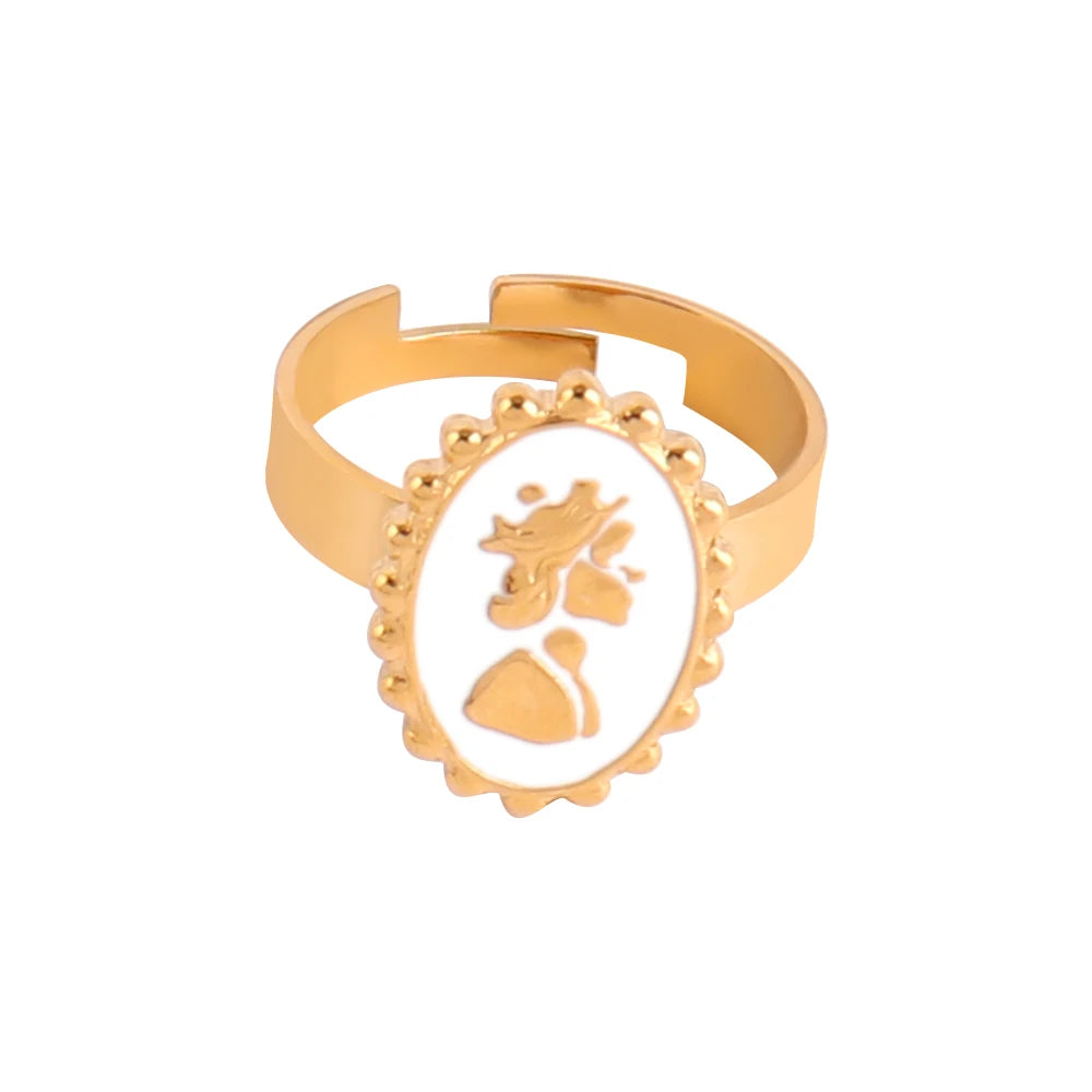 Stainless Steel Rings Open Rings For Women Rings Wide Ring Colorful Geometry Chain Female Rings Jewelry Party Gift Wholesale - She Vibess By C2P