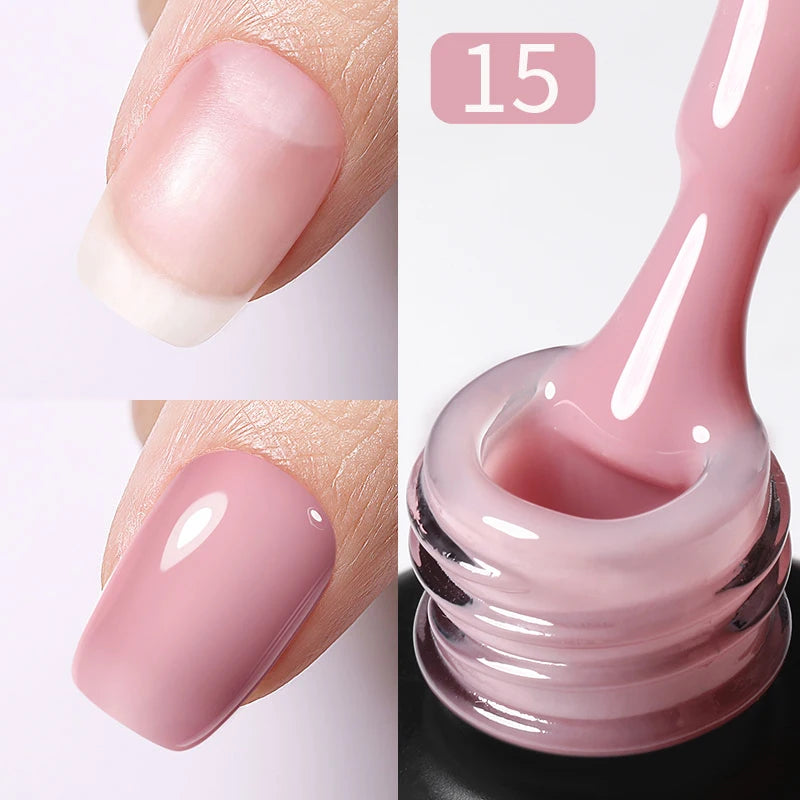 BORN PRETTY Milky Pink Rubber Base Gel Nail Polish Glitter 15ml Semi-Permanent Varnish Soak Off Self Leveling UV LED Gel - She Vibess By C2P