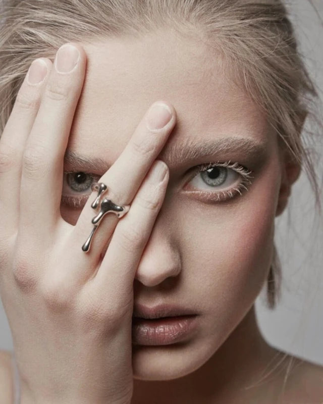 Ring Punk Rings for Men Women Adjustable Rings Chunky Silver Jewelry Rings Bulky Rings Hippie Rings for Boys Girls - She Vibess By C2P