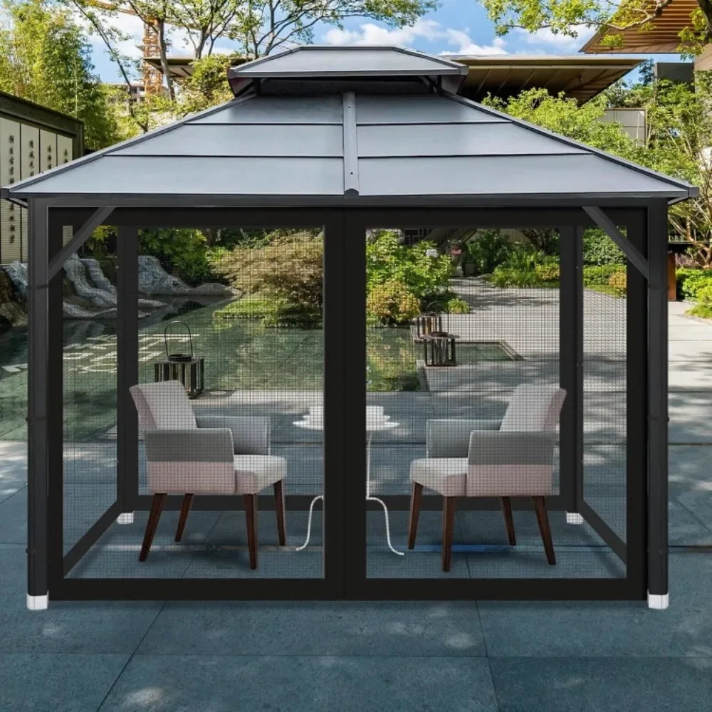 10' x 12' Outdoor Mesh Netting Screen 4-Panel Sidewall with Zipper Gazebo Universal Replacement Mosquito Netting - She Vibess By C2P