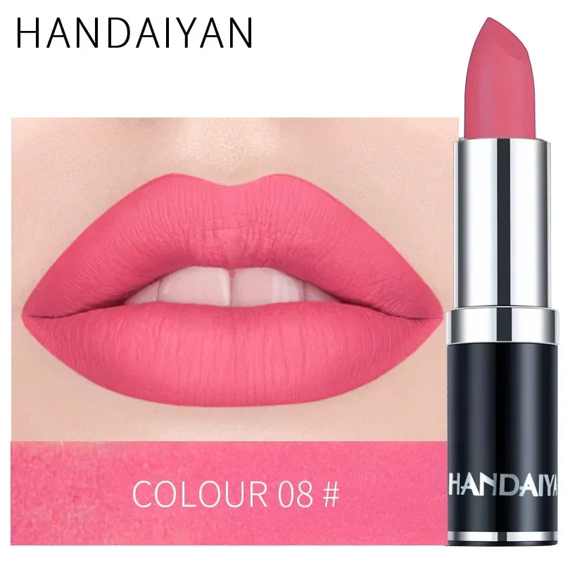 Matte Pink Velvet Lipstick Sexy Nude Red Brown Purple Lipgloss Gloss Velvety Lipstick Waterproof Makeup Long Lasting Lipstick - She Vibess By C2P