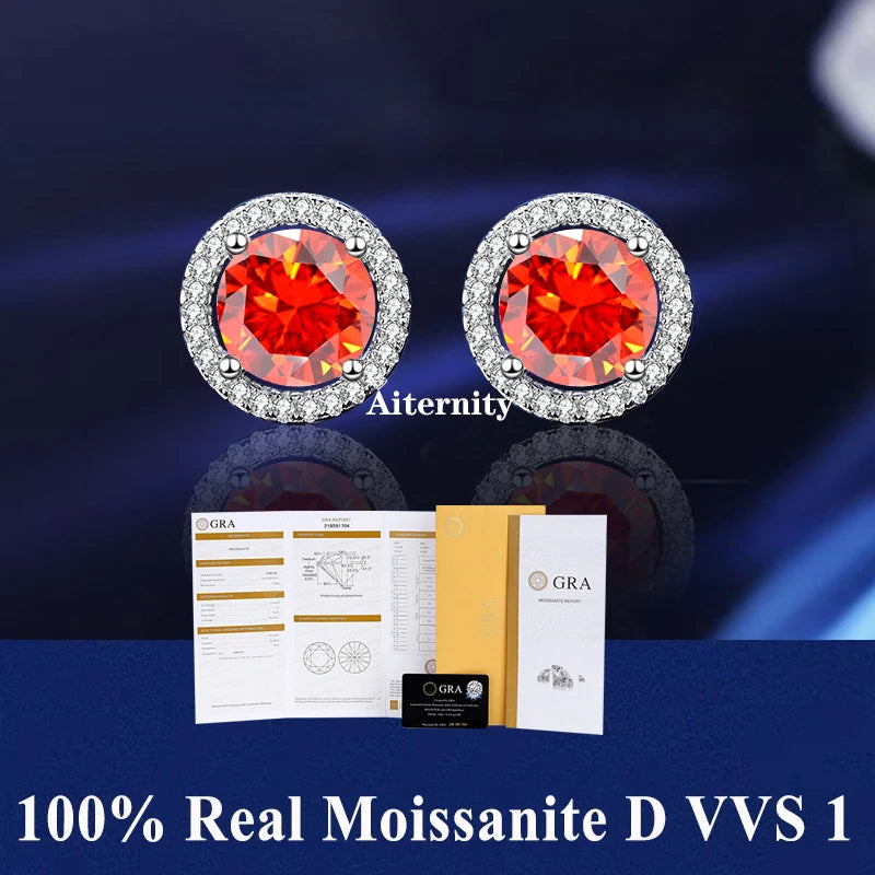 2 GRA Certificates S925 Sterling Silver Stud Earrings For Women And Men 100% Real Moissanite Pass Diamond Test Pen Fine Jewelry - She Vibess By C2P
