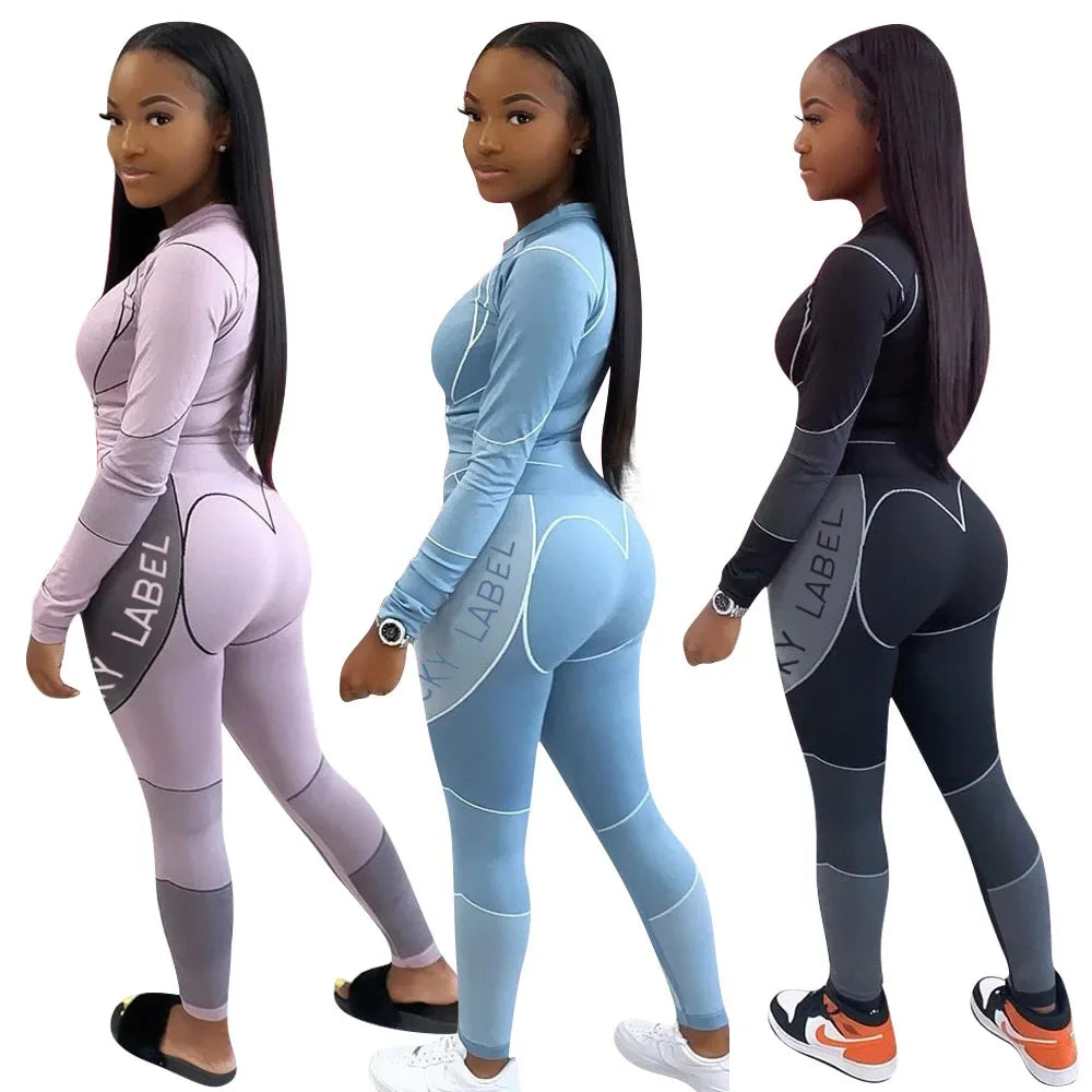 Casual Women's Long Sleeve Hoodie Set Printed Fashion Autumn Sportswear Two Pieces Outfit Comfortable Streetwear Style - She Vibess By C2P