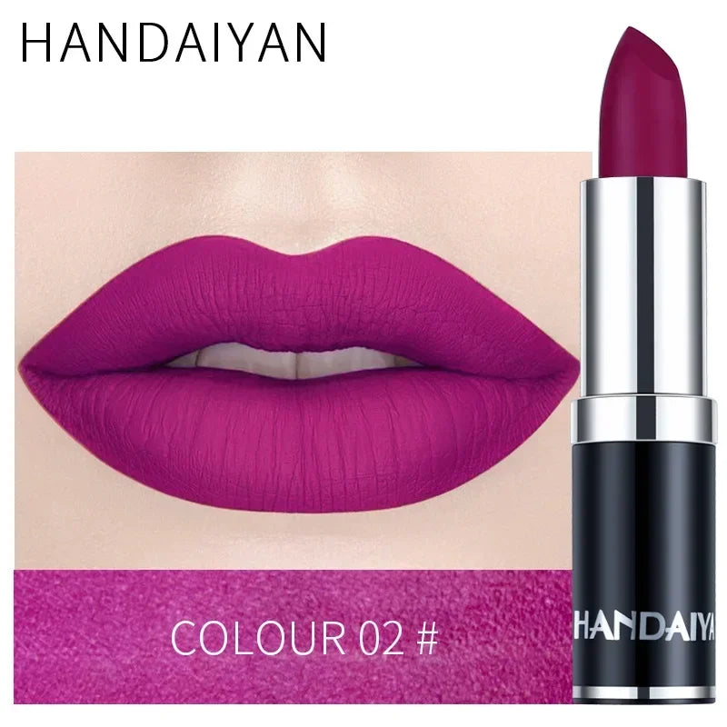 Matte Pink Velvet Lipstick Sexy Nude Red Brown Purple Lipgloss Gloss Velvety Lipstick Waterproof Makeup Long Lasting Lipstick - She Vibess By C2P