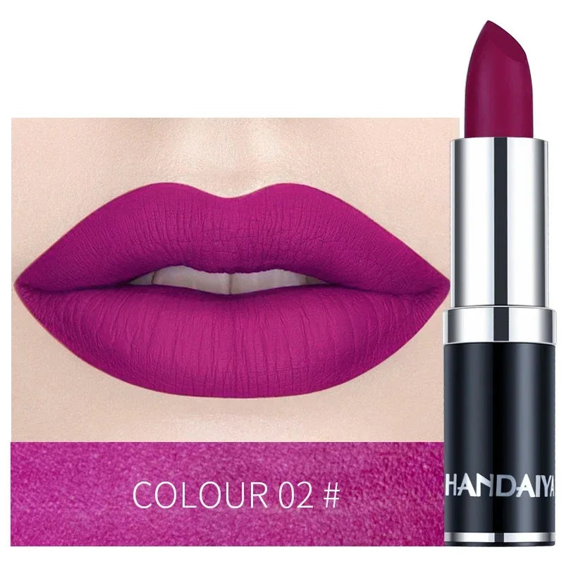 Matte Pink Velvet Lipstick Sexy Nude Red Brown Purple Lipgloss Gloss Velvety Lipstick Waterproof Makeup Long Lasting Lipstick - She Vibess By C2P