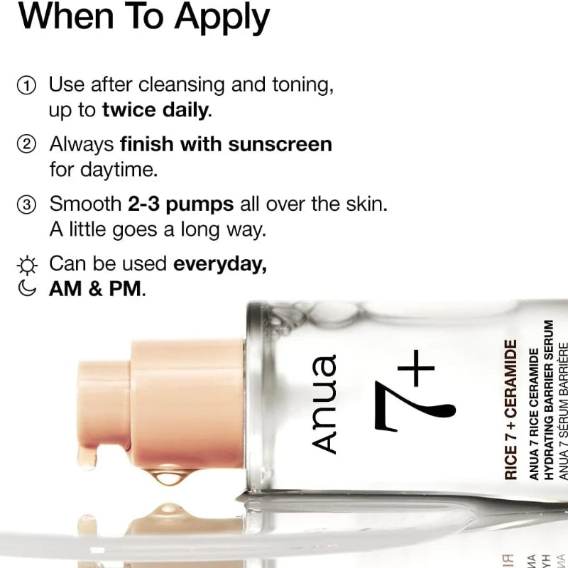 Korean Skin Care Essence 7 Rice Ceramide Hydrating Barrier Serum Facial Brightening Rice Hyaluronic Acid Daily Hydrating Serum - She Vibess By C2P