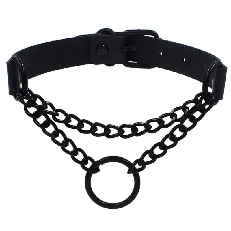 Harajuku Punk Rock Gothic Choker Necklace Women Sexy PU Leather Heart Lock Key Spike Collar Chocker Gothic Cosplay Accessories-I’m Over 21 - She Vibess By C2P