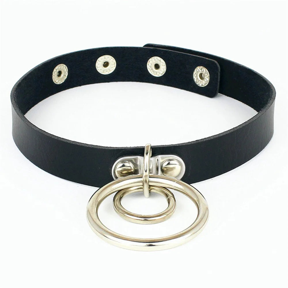 Harajuku Punk Rock Gothic Choker Necklace Women Sexy PU Leather Heart Lock Key Spike Collar Chocker Gothic Cosplay Accessories-I’m Over 21 - She Vibess By C2P