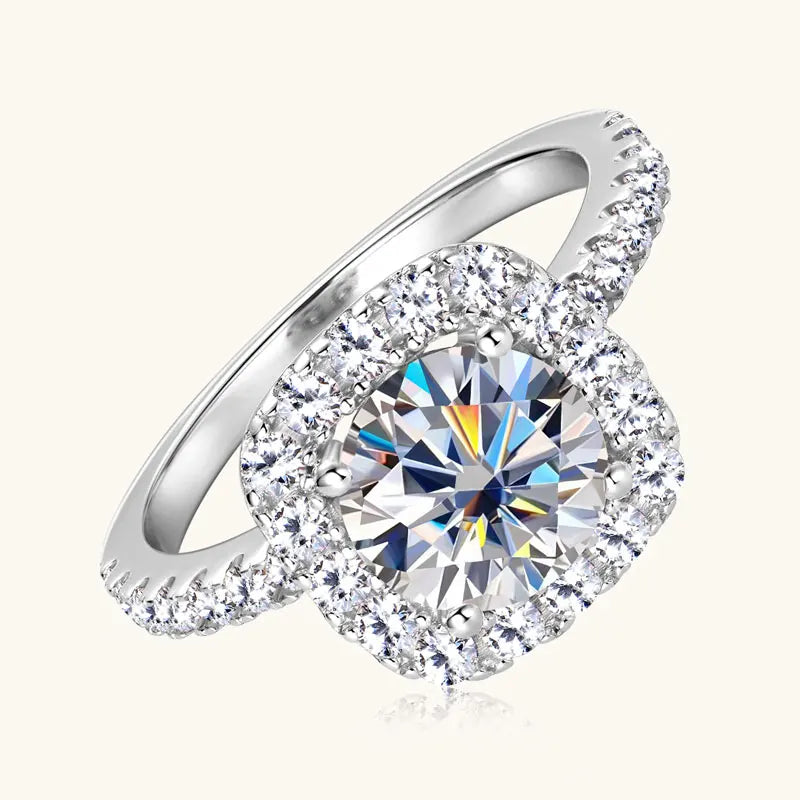 Lnngy 8mm 2ct Moissanite Halo Ring Certified 925 Sterling Silver Engagement Rings For Women Girls Wedding Party Jewelry Gift - She Vibess By C2P