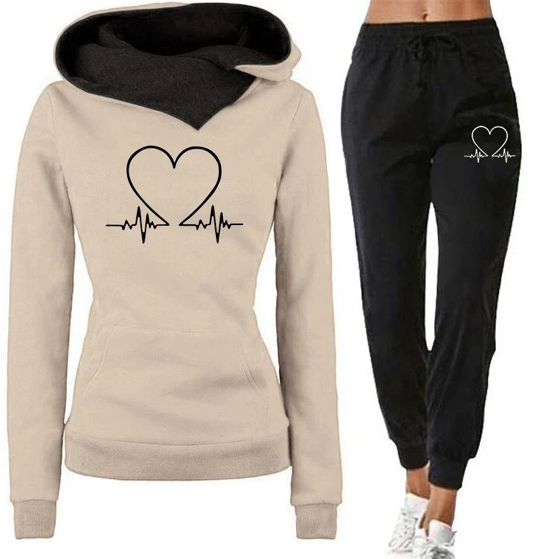 Woman Tracksuit Two Piece Set Winter Warm Hoodies+Pants Pullovers Sweatshirts Female Jogging Woman Clothing Sports Suit Outfits - She Vibess By C2P