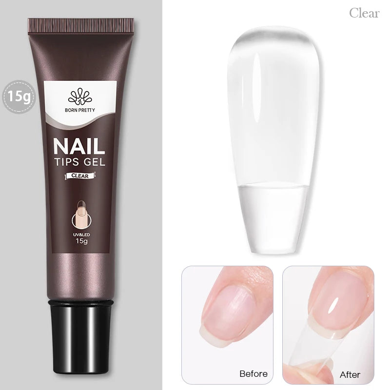 BORN PRETTY 30ml Glitter Acrylic Gel Finger Extension Nail Polish Silver Pink Extension Gel Polish Soak Off Nail Slip Solution - She Vibess By C2P