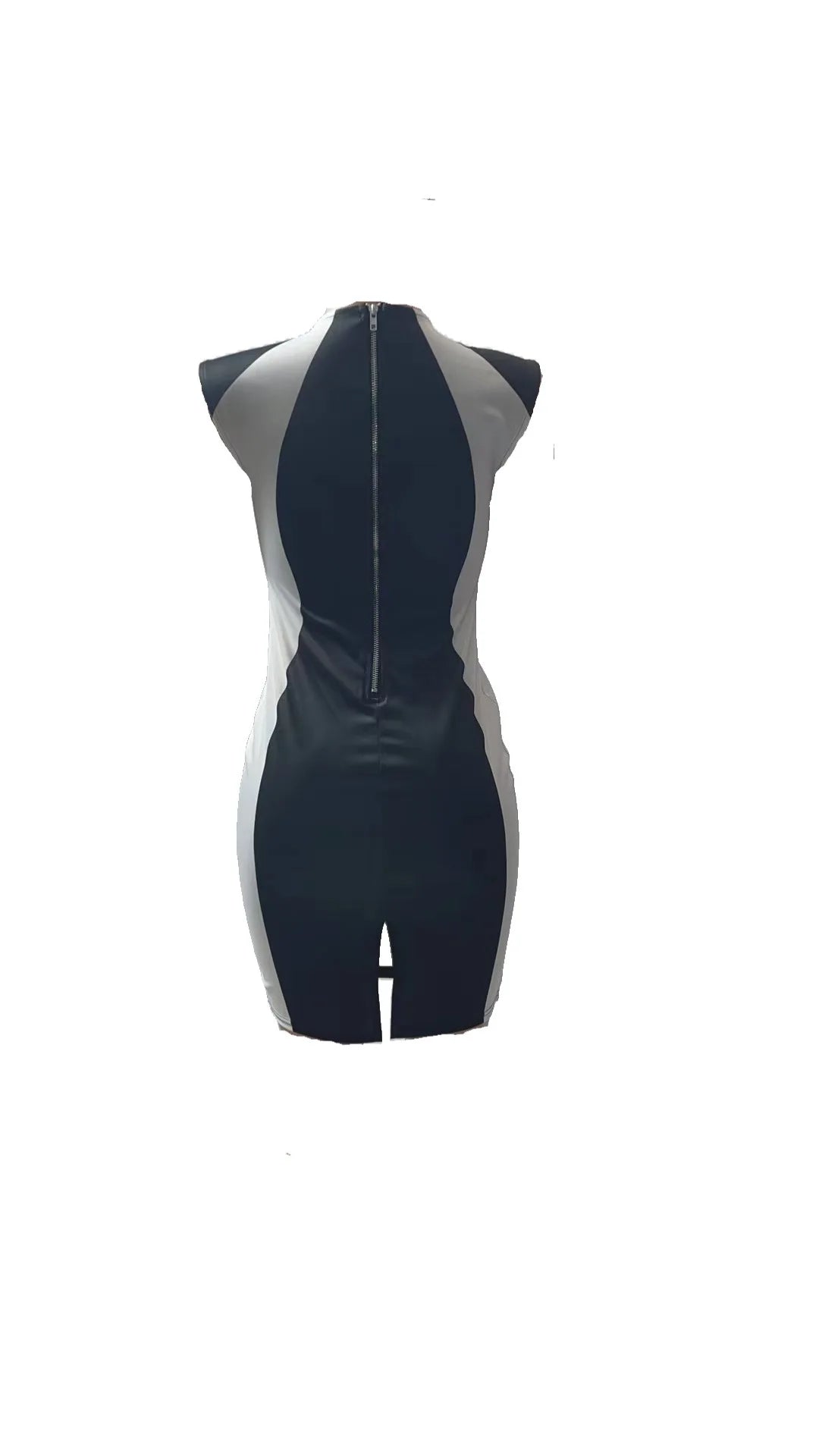 Women Wrap Hip Dress Striped Slim Fit Sleeveless Zipper Mini Dress Sheath Round Neck Casual Vestidos Office Lady Summer - She Vibess By C2P