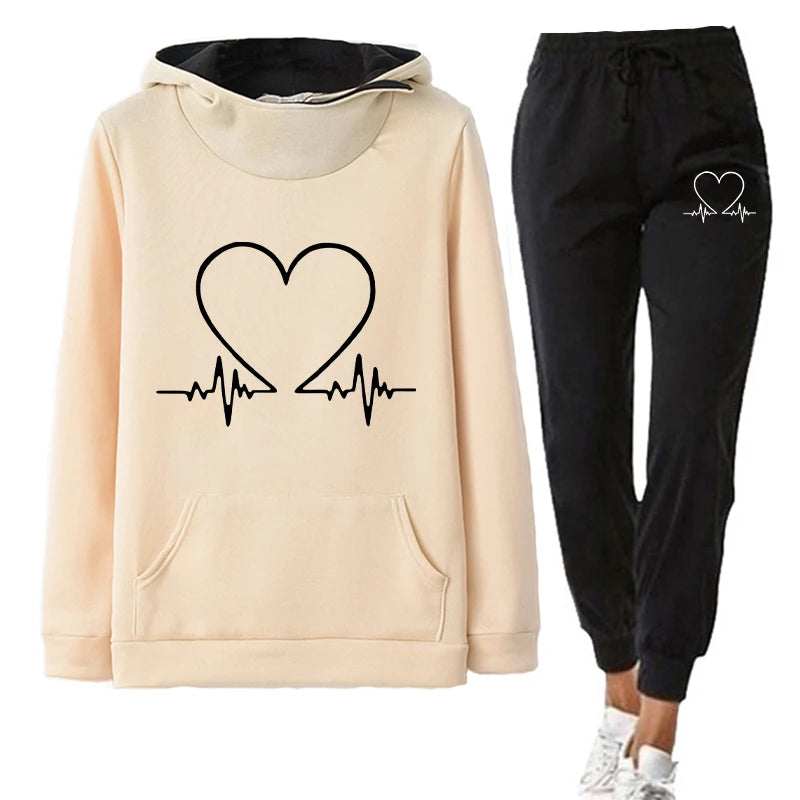 Woman Tracksuit Two Piece Set Winter Warm Hoodies+Pants Pullovers Sweatshirts Female Jogging Woman Clothing Sports Suit Outfits - She Vibess By C2P