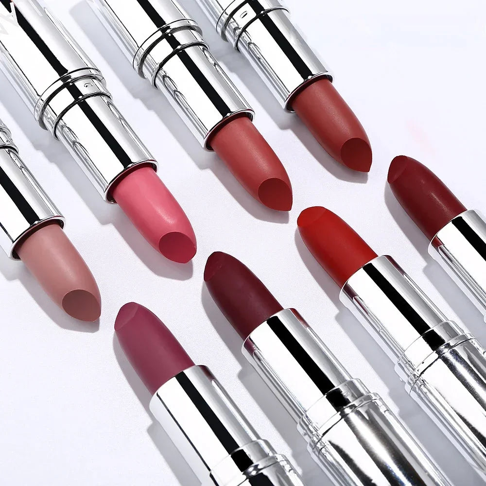 1PC Waterproof Nude Pink Lipstick Matte Lips Stick Long Lasting Non-stick Cup Lip Gloss Moisturizing Lipsticks Make-up Cosmetic - She Vibess By C2P