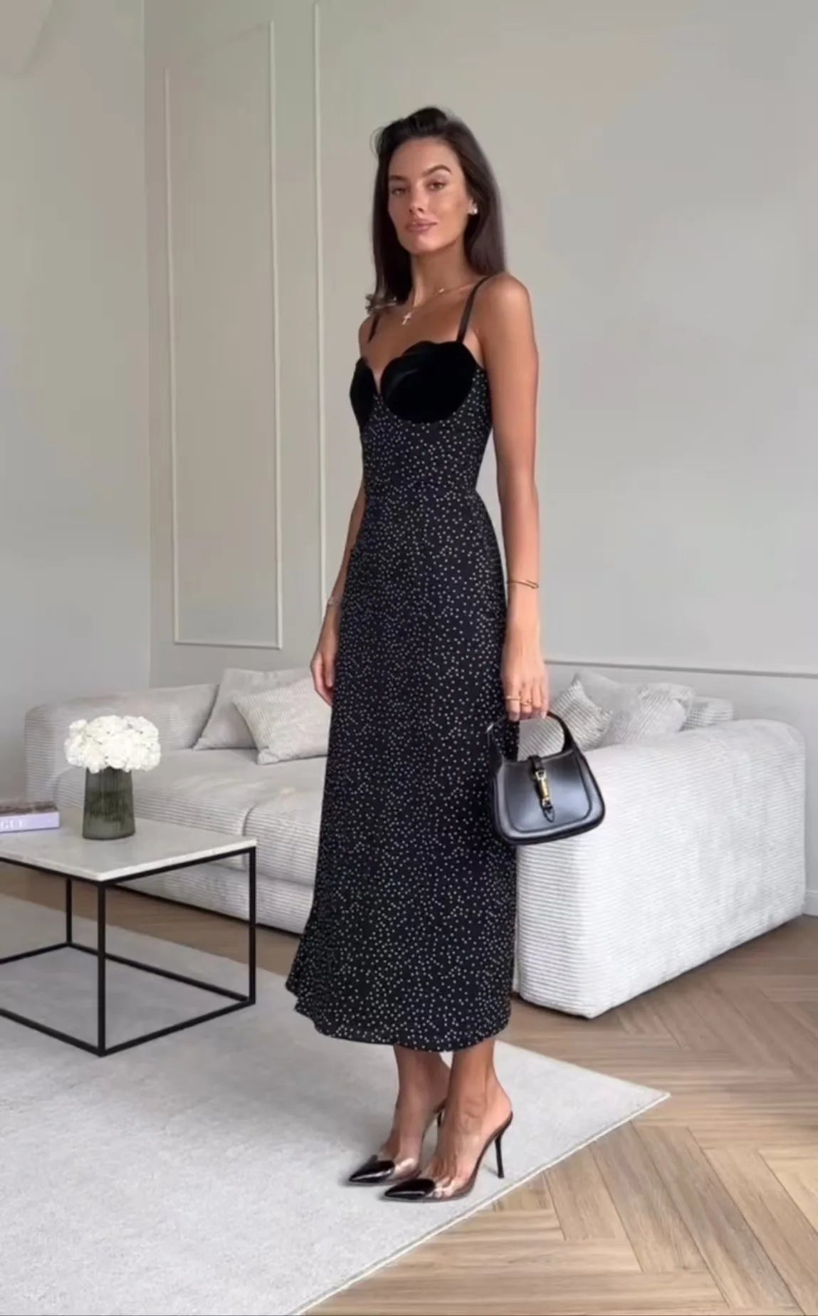 Sleeveless Strapless Polka Dot Patchwork Long Dress Women Spring Summer 2025 Fashion Streetwear Elegant Sexy Black Dresses - She Vibess By C2P