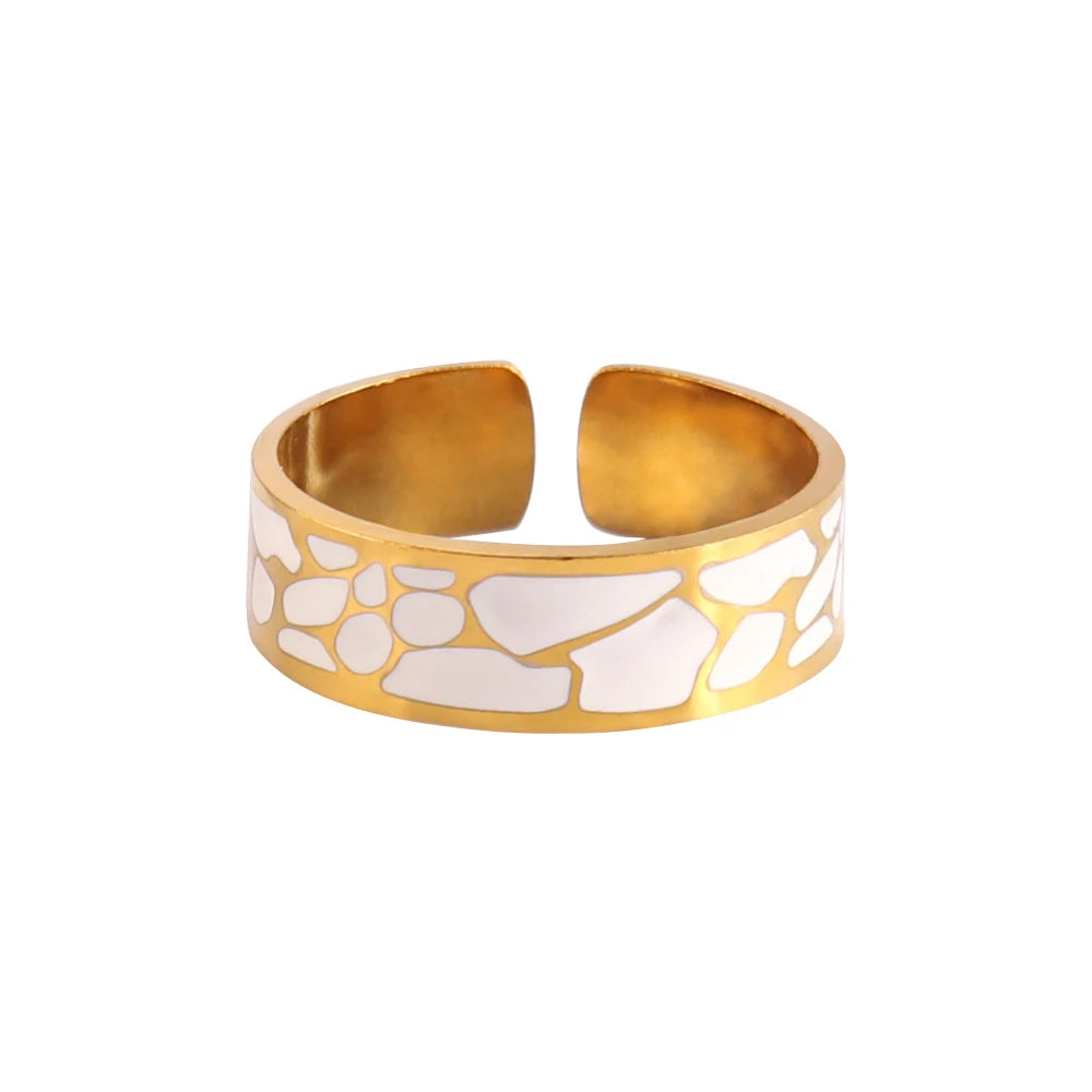 Stainless Steel Rings Open Rings For Women Rings Wide Ring Colorful Geometry Chain Female Rings Jewelry Party Gift Wholesale - She Vibess By C2P