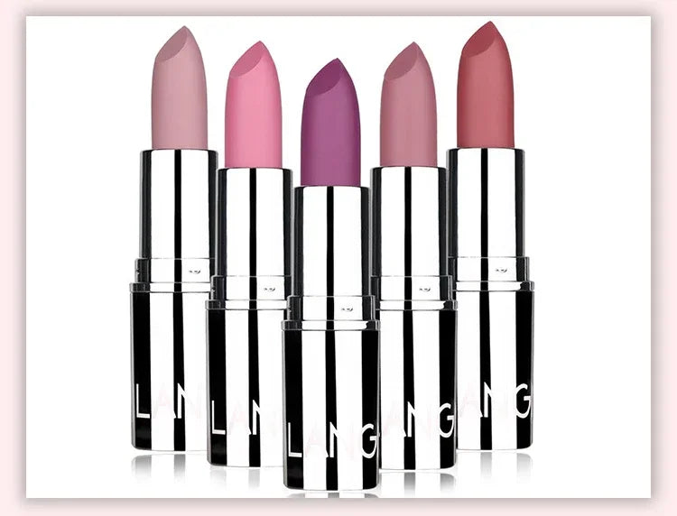 1PC Waterproof Nude Pink Lipstick Matte Lips Stick Long Lasting Non-stick Cup Lip Gloss Moisturizing Lipsticks Make-up Cosmetic - She Vibess By C2P