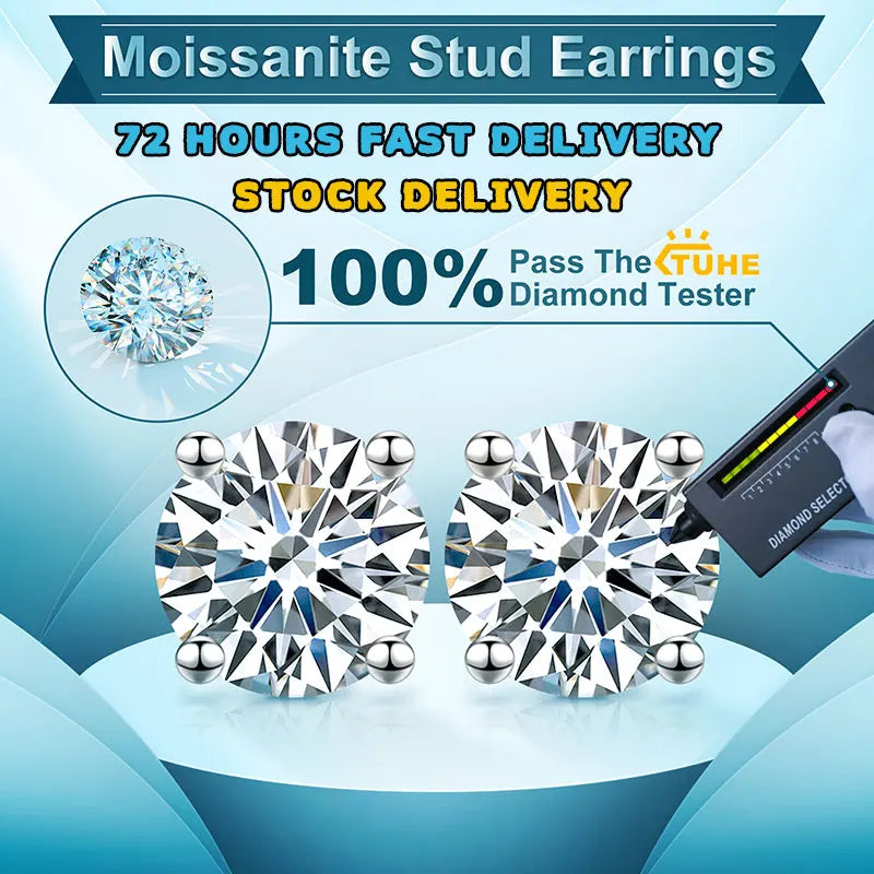 TUHE Unisex Classic Round Moissanite Earring For Women Jewelry 5MM/6MM/7/MM Silver 925 Fashion Earrings Women Gift - She Vibess By C2P