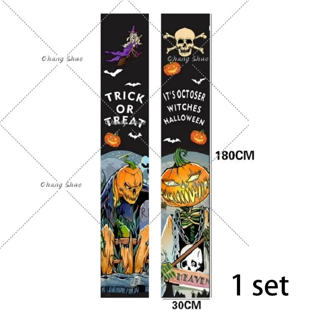 Halloween Hanging Door Curtain Banner Pumpkin Ghost Happy Halloween Decorations For Home Trick Or Treat Horror Party Supplies - She Vibess By C2P