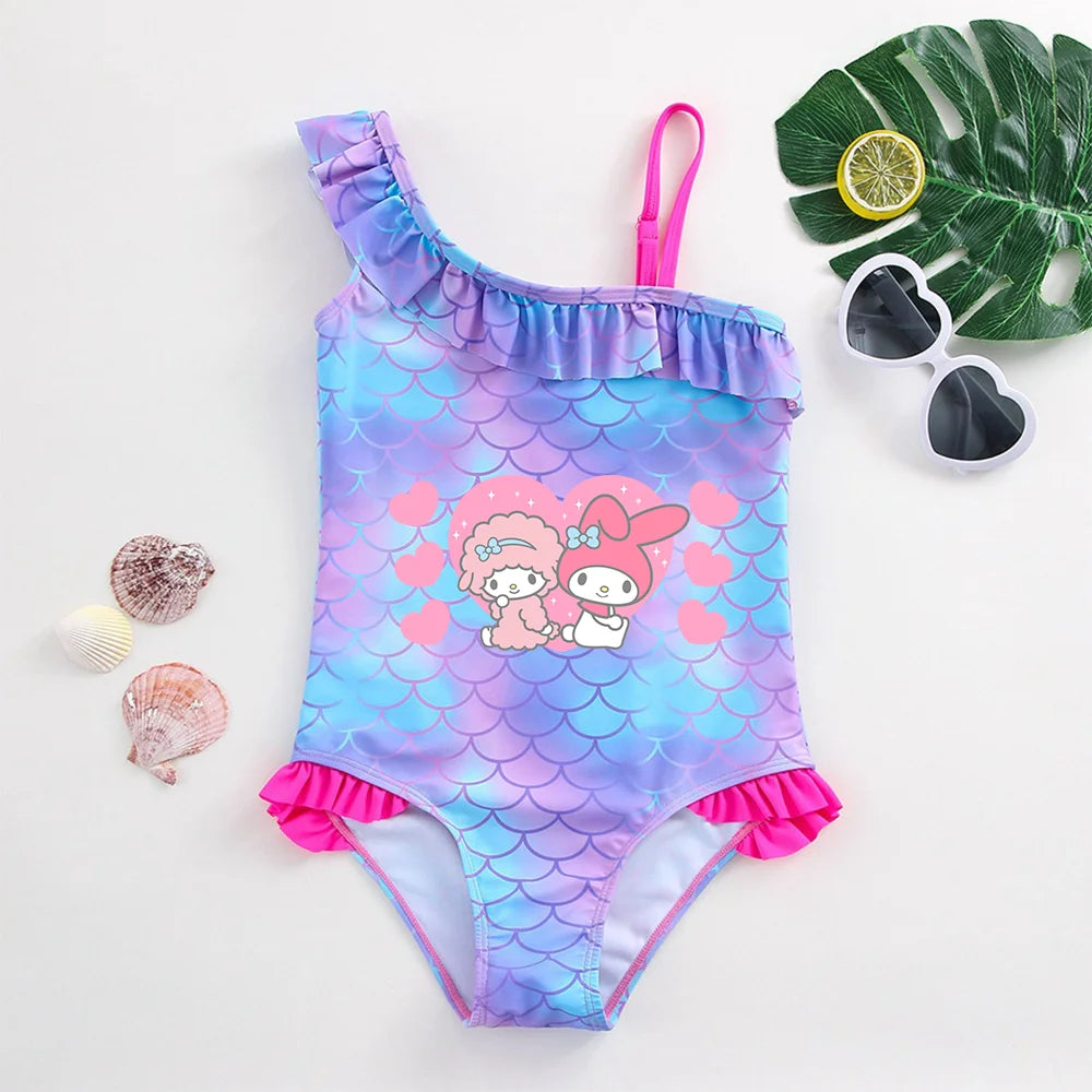 My Melody Girls Tankini Swimsuits Summer Beach wear Kids Wear Bathing Suits Children's Bikini Dresses Swimsuits Fashion Mermaid - She Vibess By C2P