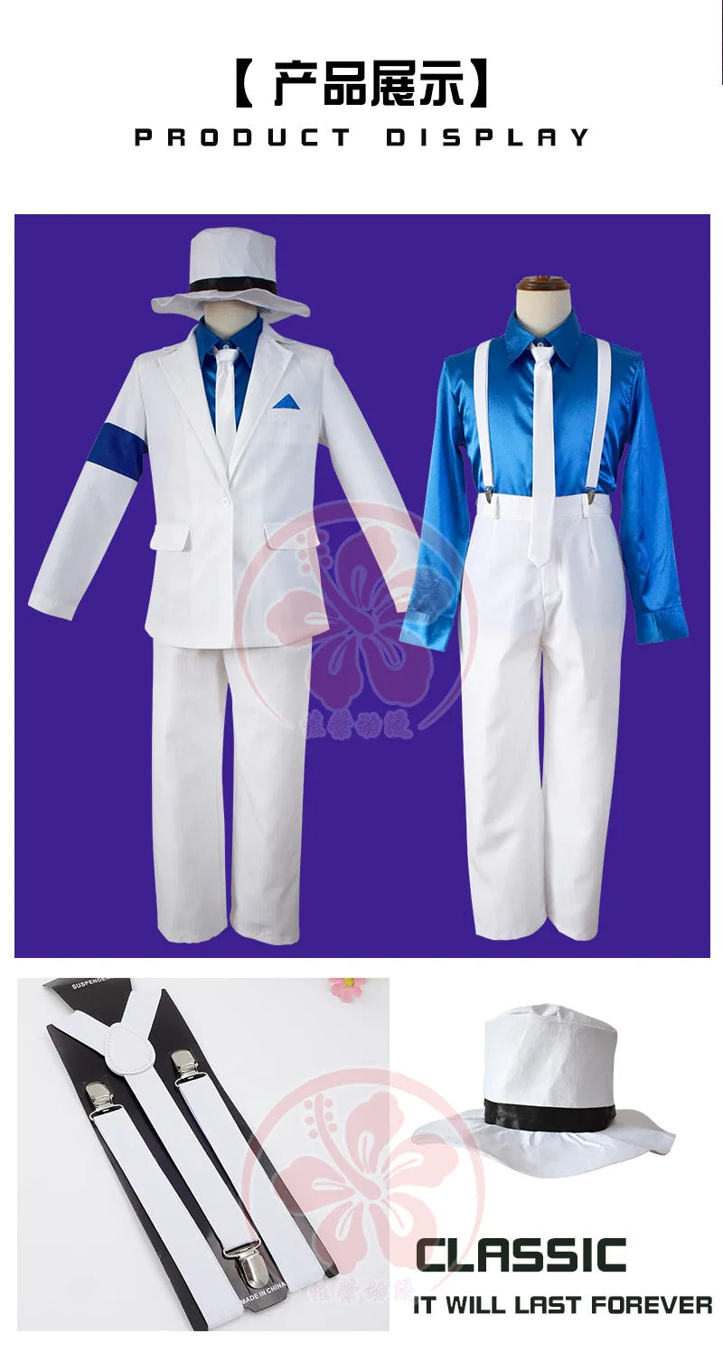 Michael Cosplay Jackson Smooth Criminal Suit Michael Jackson Cosplay Costume top+pants+shirt+tie+hat+strap Halloween Carnival - She Vibess By C2P