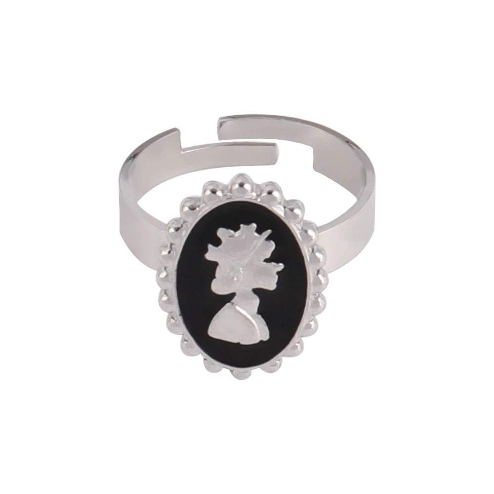 Stainless Steel Rings Open Rings For Women Rings Wide Ring Colorful Geometry Chain Female Rings Jewelry Party Gift Wholesale - She Vibess By C2P