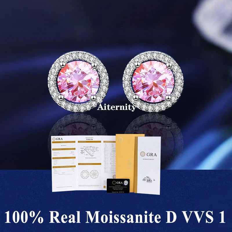 2 GRA Certificates S925 Sterling Silver Stud Earrings For Women And Men 100% Real Moissanite Pass Diamond Test Pen Fine Jewelry - She Vibess By C2P