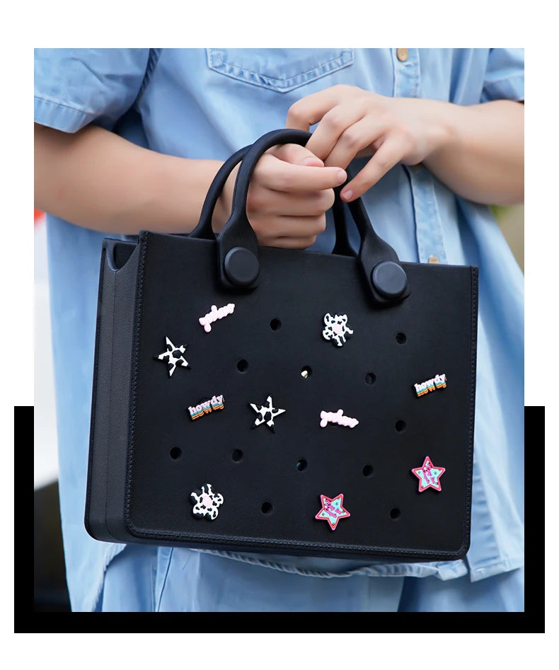 EVA Large Leather Shoulder Bag Handbag Tote Bag Storage for Women Casual Waterproof Beach Bag Hole Fit Charm Fashion Storage Bag - She Vibess By C2P