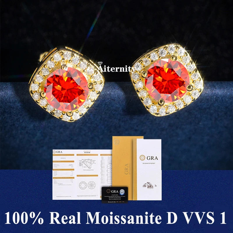 2 GRA Certificates S925 Sterling Silver Stud Earrings For Women And Men 100% Real Moissanite Pass Diamond Test Pen Fine Jewelry - She Vibess By C2P