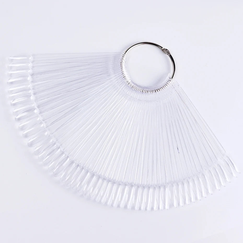 50pcs False Nail Display Tips Clear Nature Color Chart Oval Fan Style UV Gel Polish Swatch Shows Palette Practice Manicure Tools - She Vibess By C2P