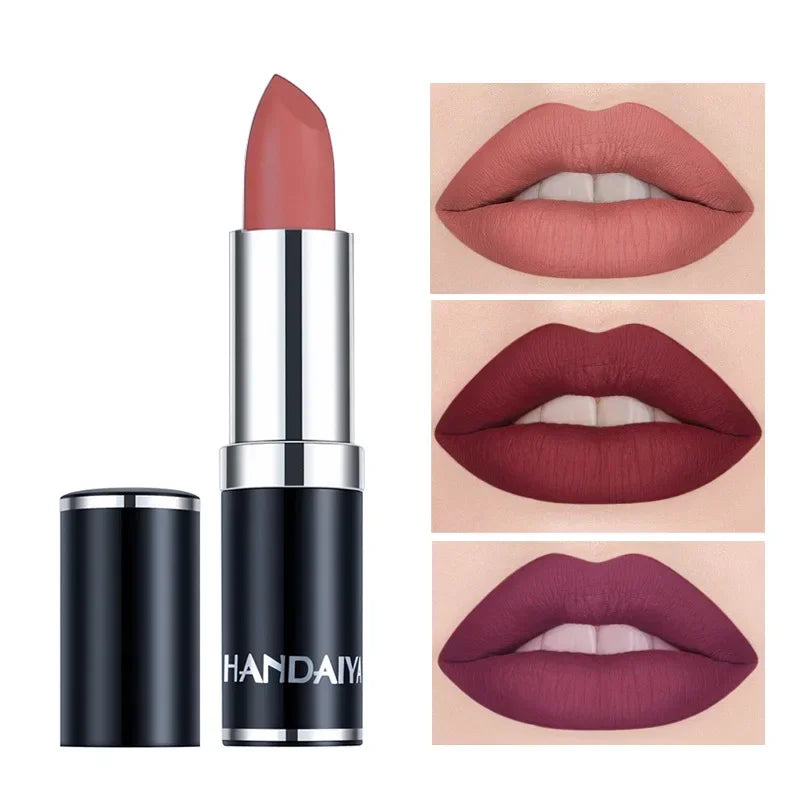 Matte Pink Velvet Lipstick Sexy Nude Red Brown Purple Lipgloss Gloss Velvety Lipstick Waterproof Makeup Long Lasting Lipstick - She Vibess By C2P