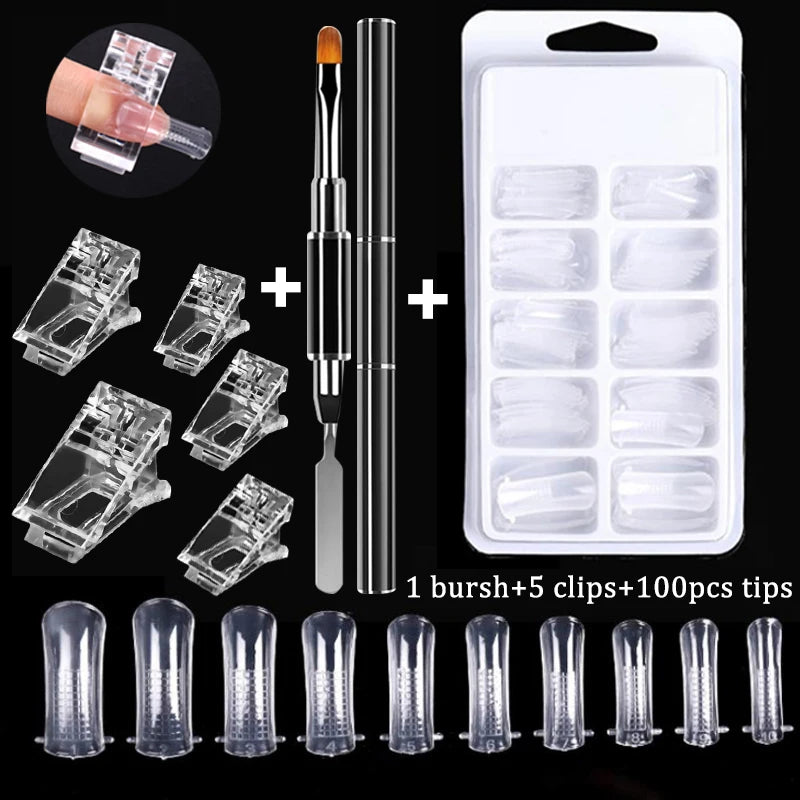 100Pcs/Box Nail Tips Full Set Acrylic Fake Finger UV Gel Polish Quick False Nails Tip Manicure Tools Nail Art DIY Tools Kit - She Vibess By C2P