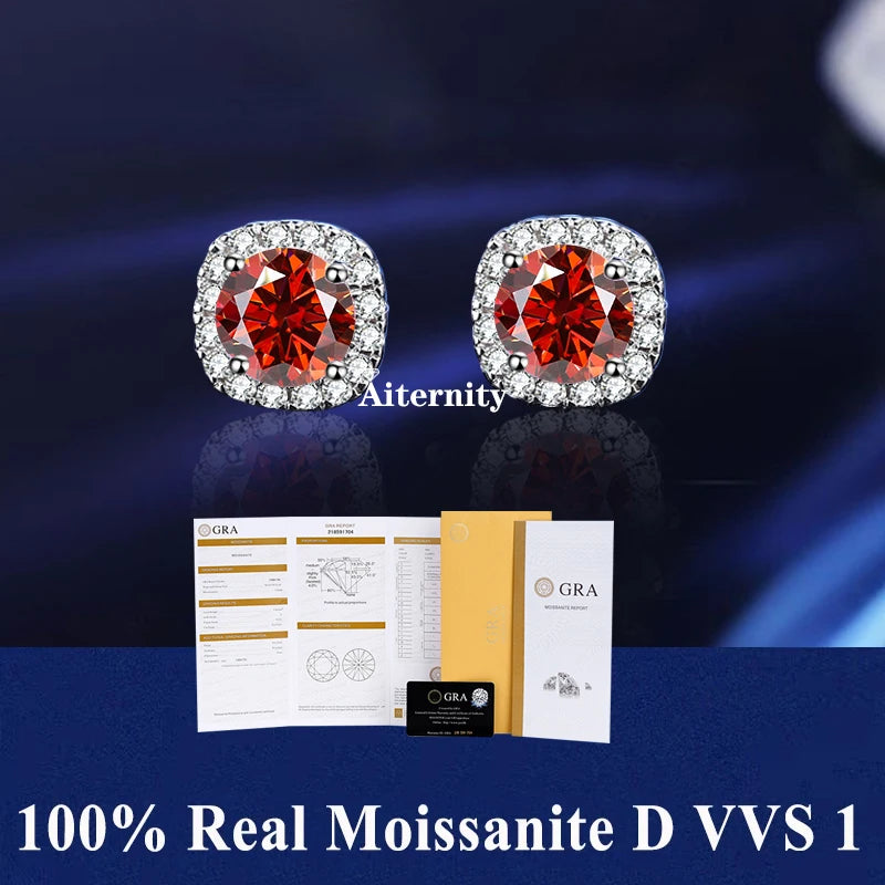 2 GRA Certificates S925 Sterling Silver Stud Earrings For Women And Men 100% Real Moissanite Pass Diamond Test Pen Fine Jewelry - She Vibess By C2P