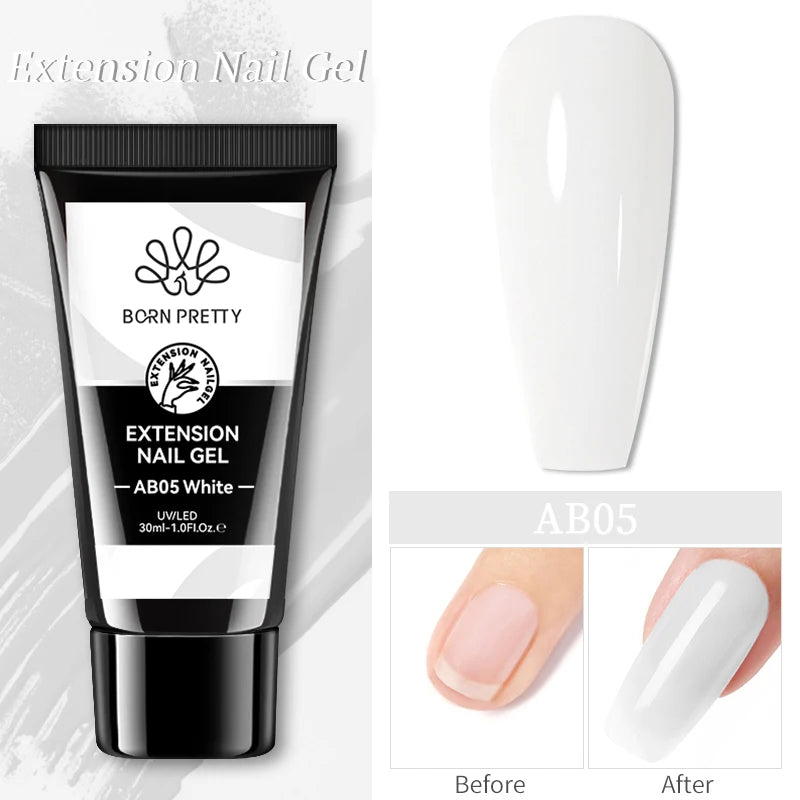 BORN PRETTY 30ml Glitter Acrylic Gel Finger Extension Nail Polish Silver Pink Extension Gel Polish Soak Off Nail Slip Solution - She Vibess By C2P