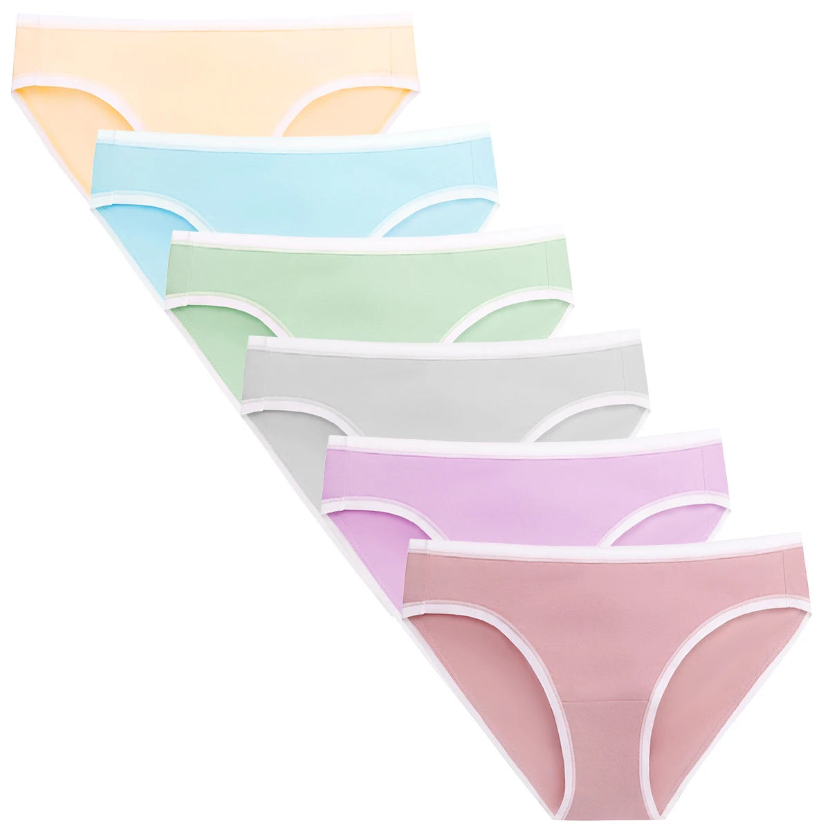 Molasus 6PCS Women High Cut Bikini Panties Breathable & Healthy Cotton Underwear Ladies No Ride Up Underpants Large Size - She Vibess By C2P