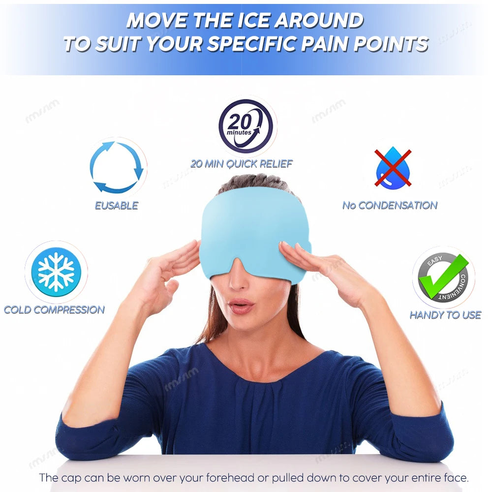 Migraine Relief Hat headache hat Gel Hot Cold Therapy Ice Cap For Relieve Pain Ice Hat Eye Mask Stress Pressure Pain Relief - She Vibess By C2P