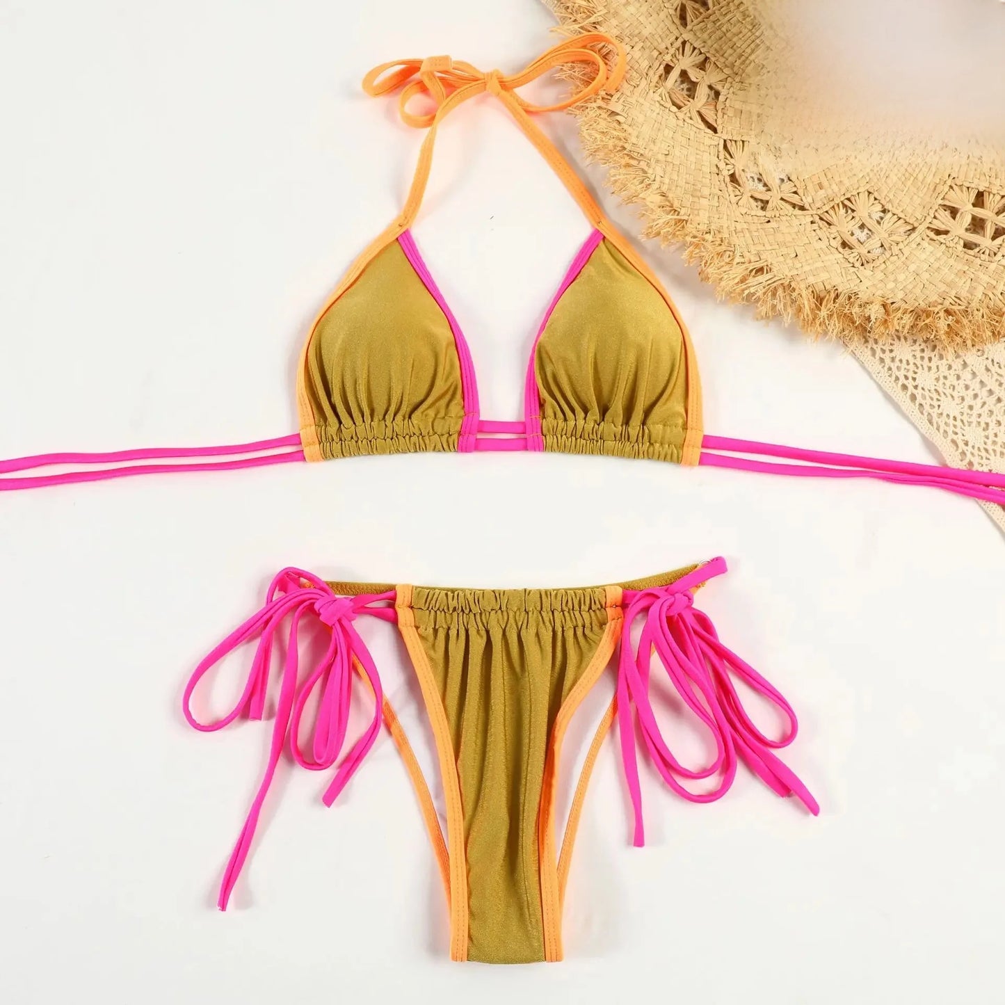 2024 New Style Women's Bikini Set Open-Back Sexy Printed Tie-Up Two-Piece Swimsuit From China Fashionable and Young Style - She Vibess By C2P