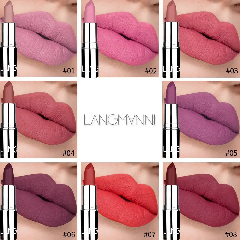 1PC Waterproof Nude Pink Lipstick Matte Lips Stick Long Lasting Non-stick Cup Lip Gloss Moisturizing Lipsticks Make-up Cosmetic - She Vibess By C2P