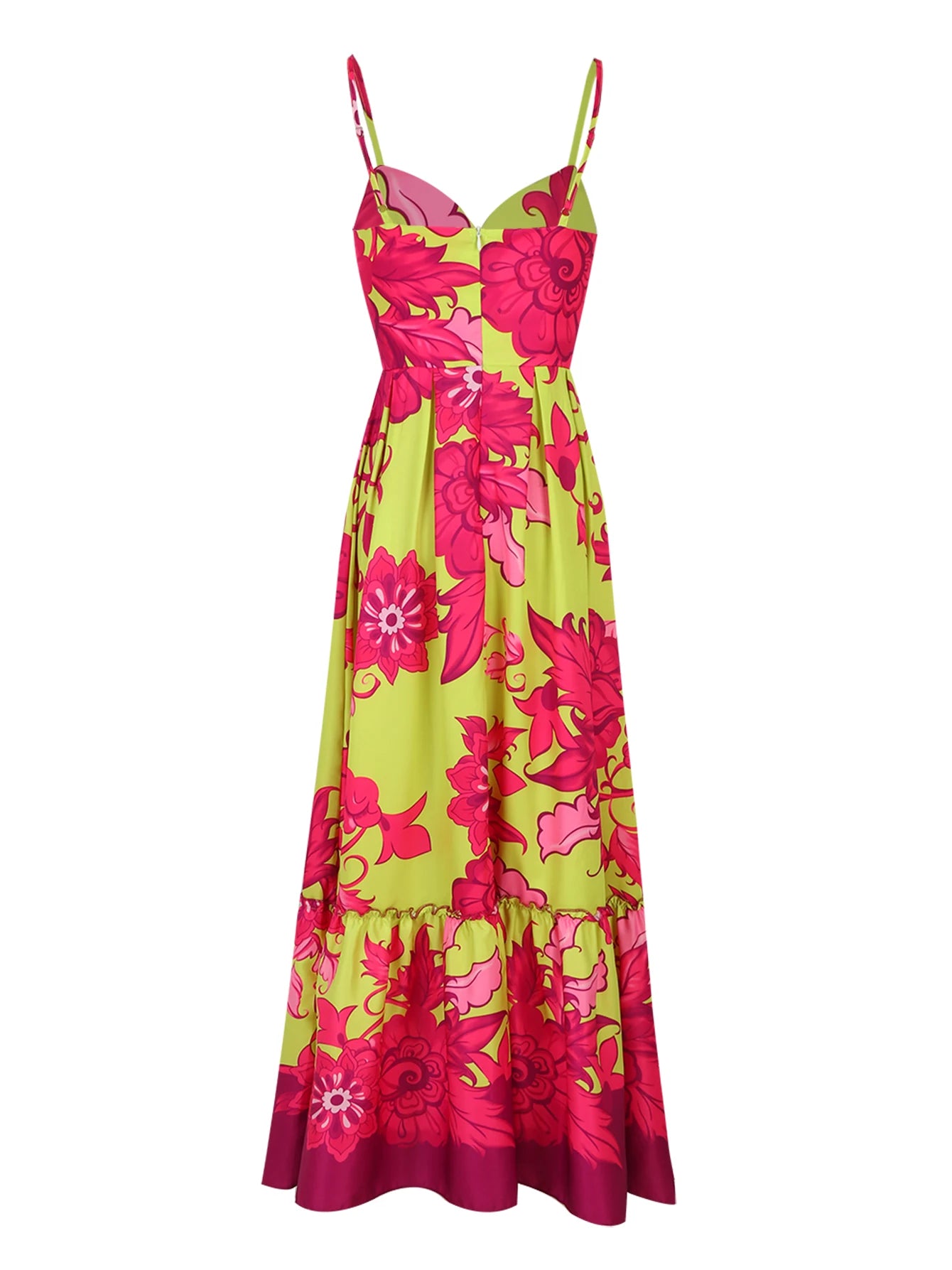 Summer Print Long Dress Women Clothing Lace Up Sling Party Dresses Pattern Strappy Ladies Hollow Out V-Neck Beach Vestidos - She Vibess By C2P